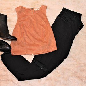 Faux Leather High Neck Crop Top